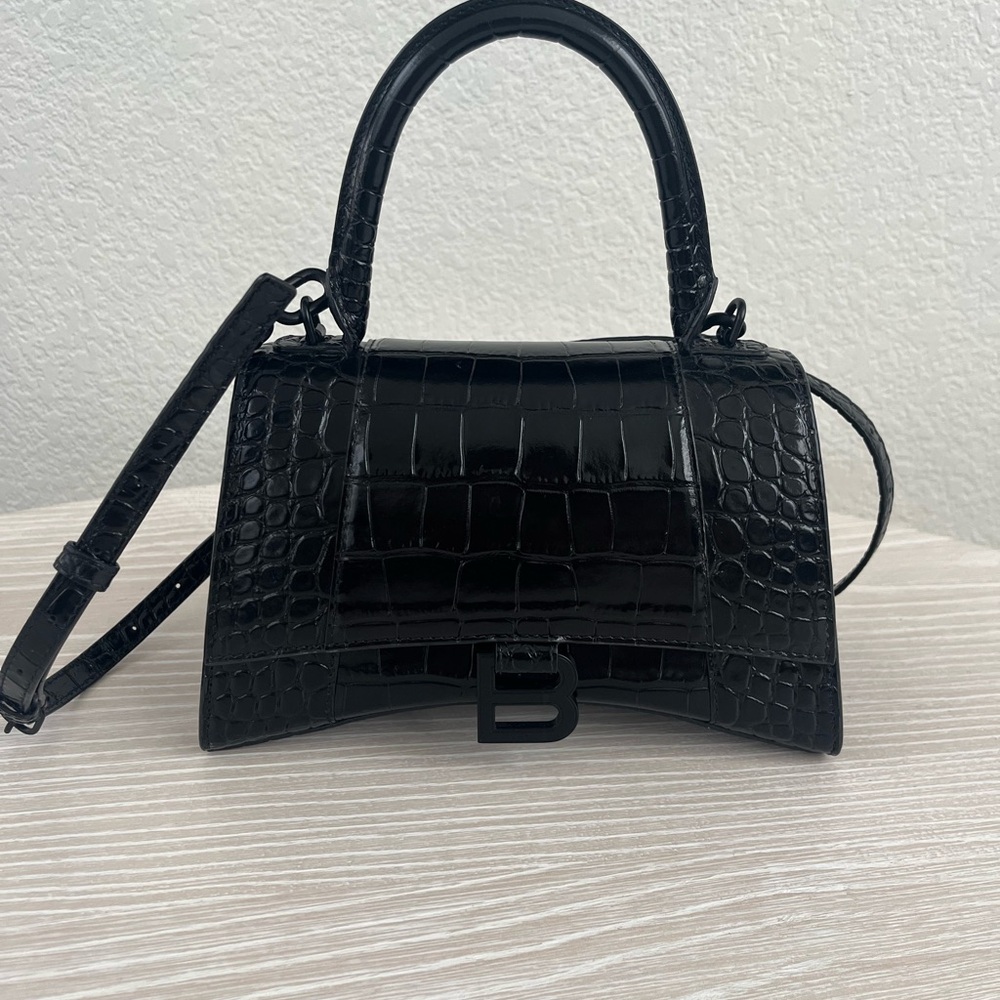 Balenciaga Black Croc-Embossed Mini Bag-AUTHENTIC